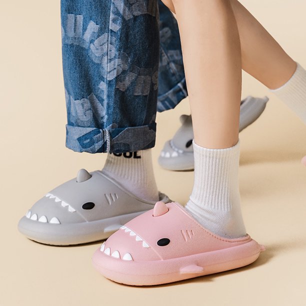 Winter Plush Shark Slippers Cute Warm Waterproof Sandals